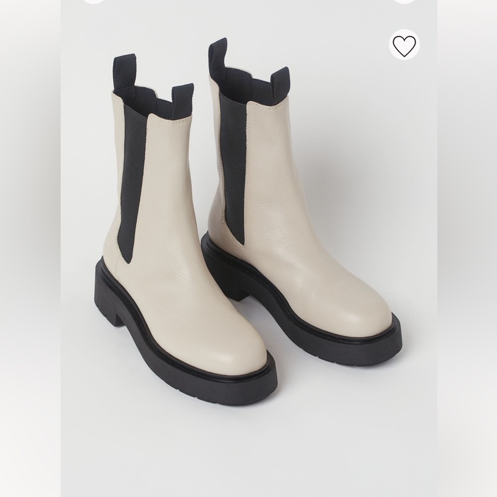 H&M Platform Chelsea-style Boots - Beige, 7